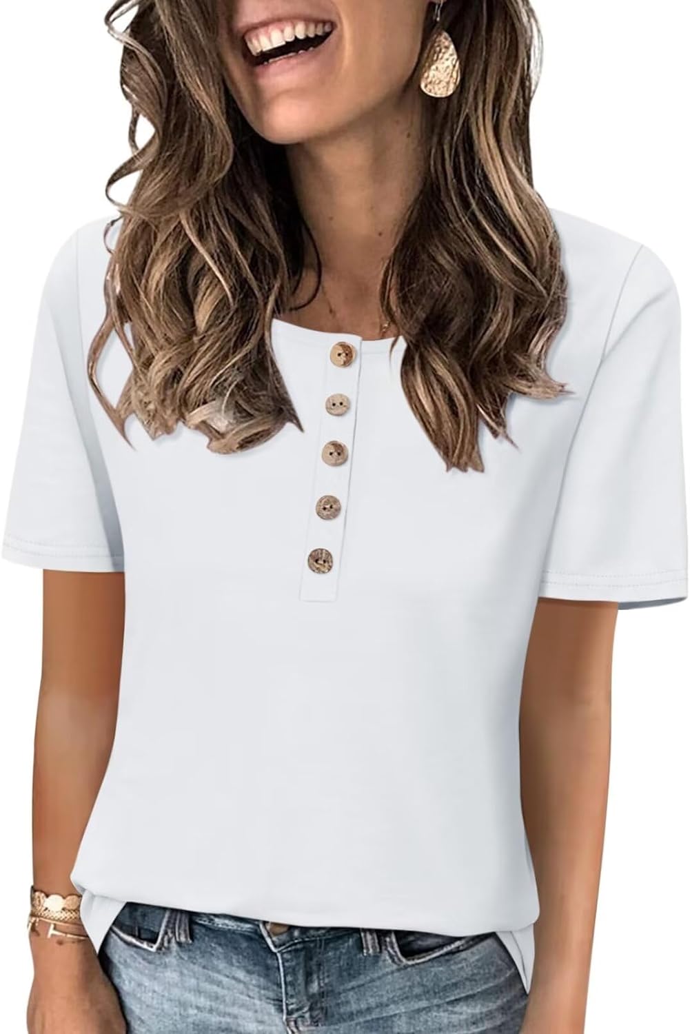 Minetom Women’s Short Sleeve Henley Tops