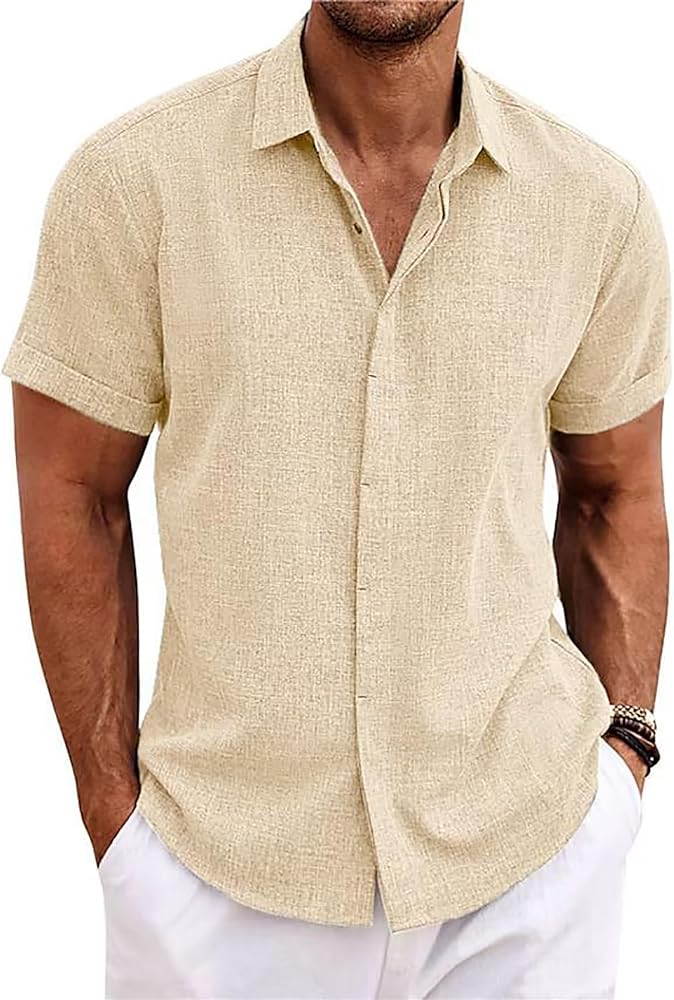 Men's Linen Shirts Short Sleeve