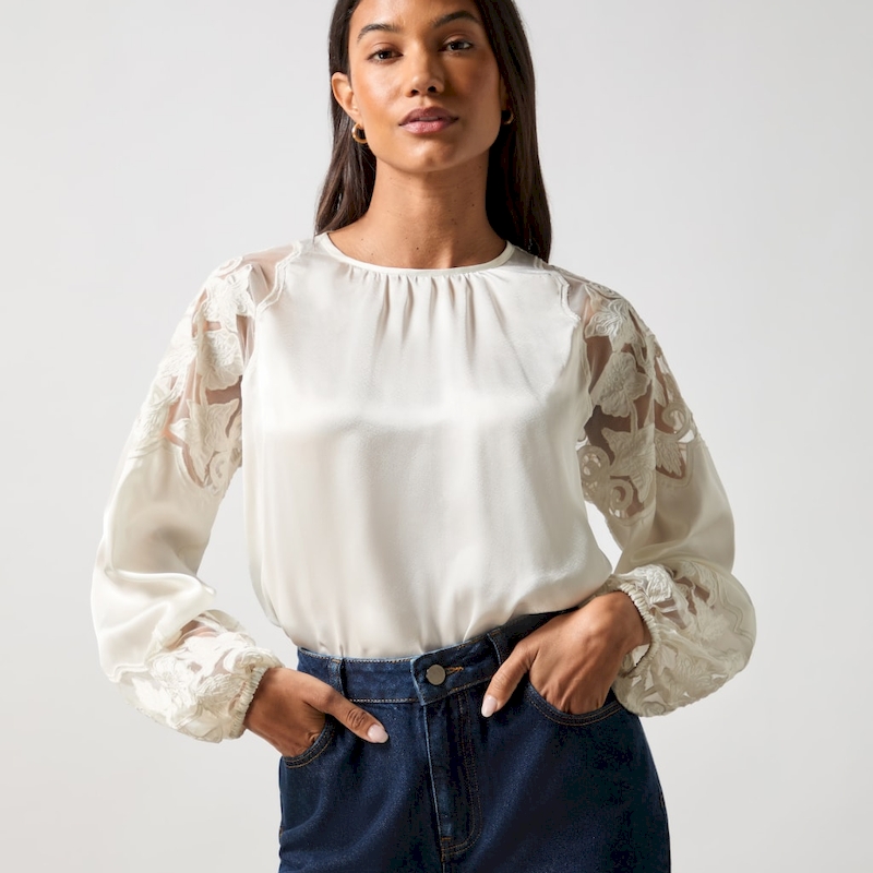 Which women's blouses are made of lightweight linen?